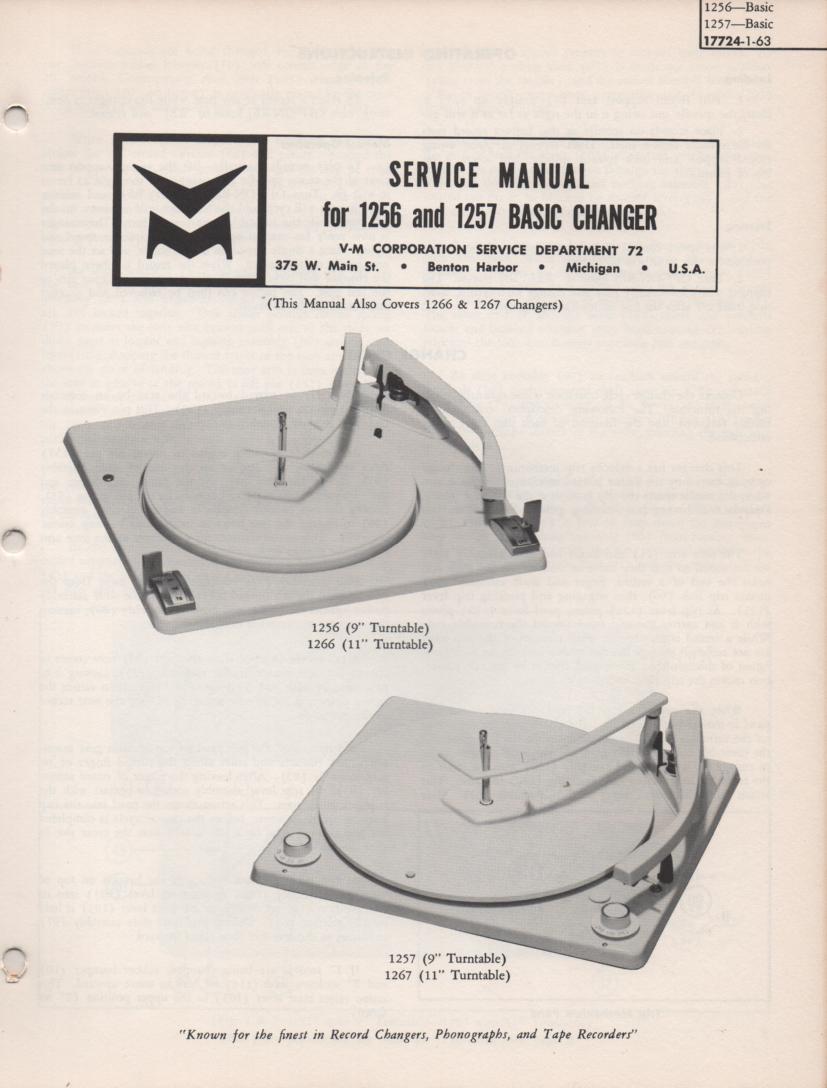1256 1257 Record Changer Service Manual