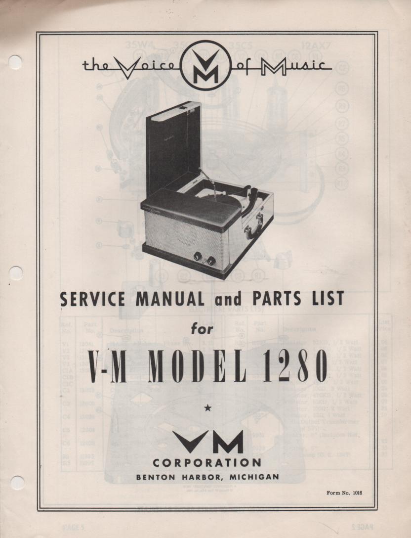 1280 Record Player Service Manual
