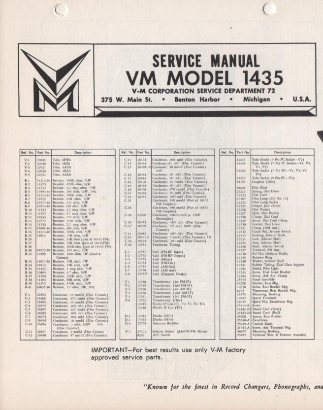 1435 Tuner Service Manual  VOICE OF MUSIC
