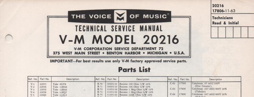 20216 Tuner Amplifier Service Manual  VOICE OF MUSIC