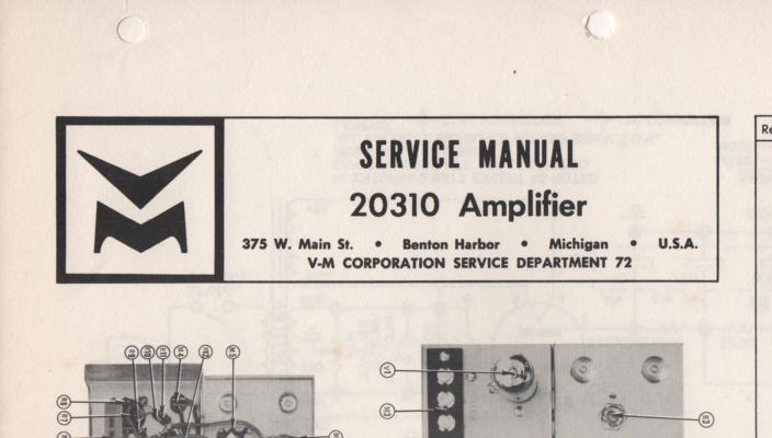 20310 Amplifier Service Manual  VOICE OF MUSIC