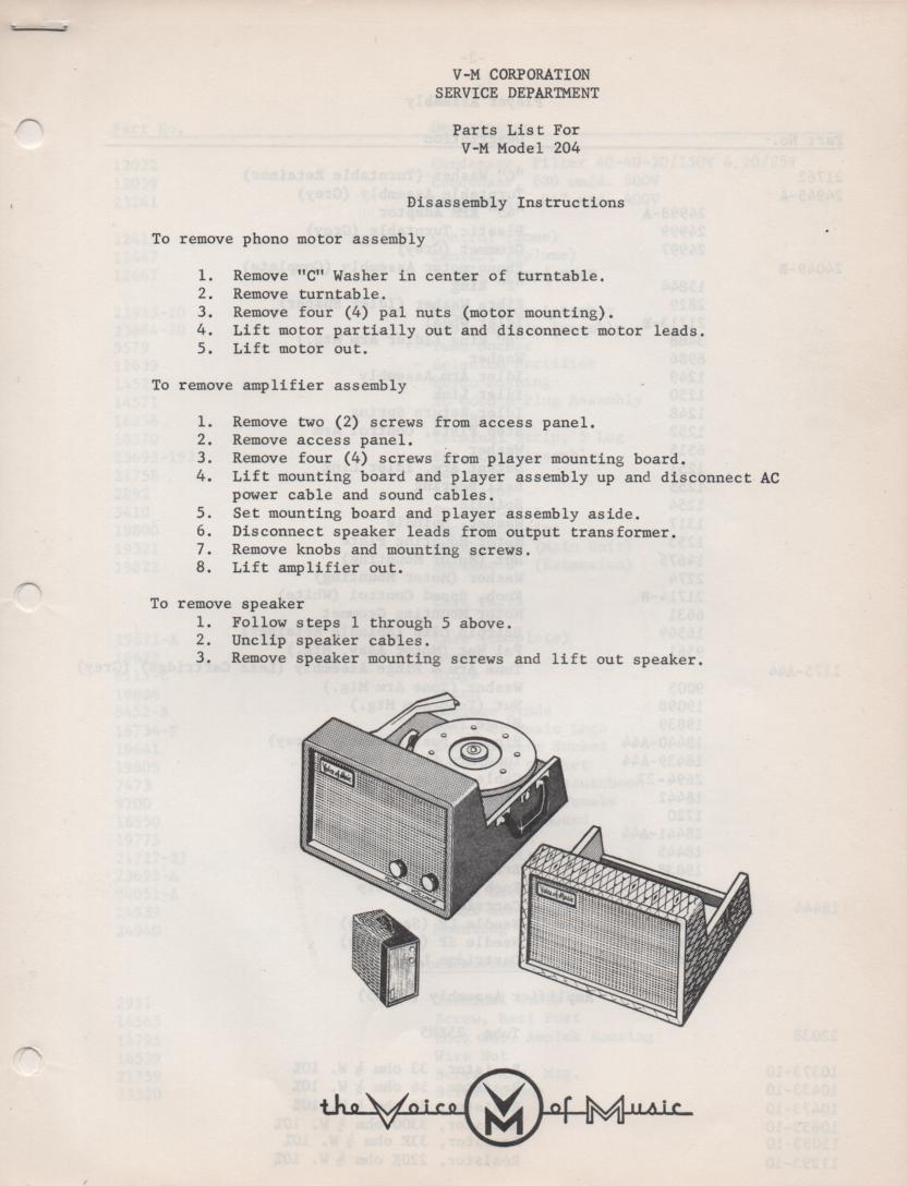 204 Phonograph Service Manual