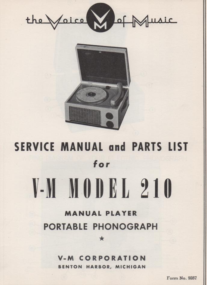 210 Portable Phonograph Service Manual