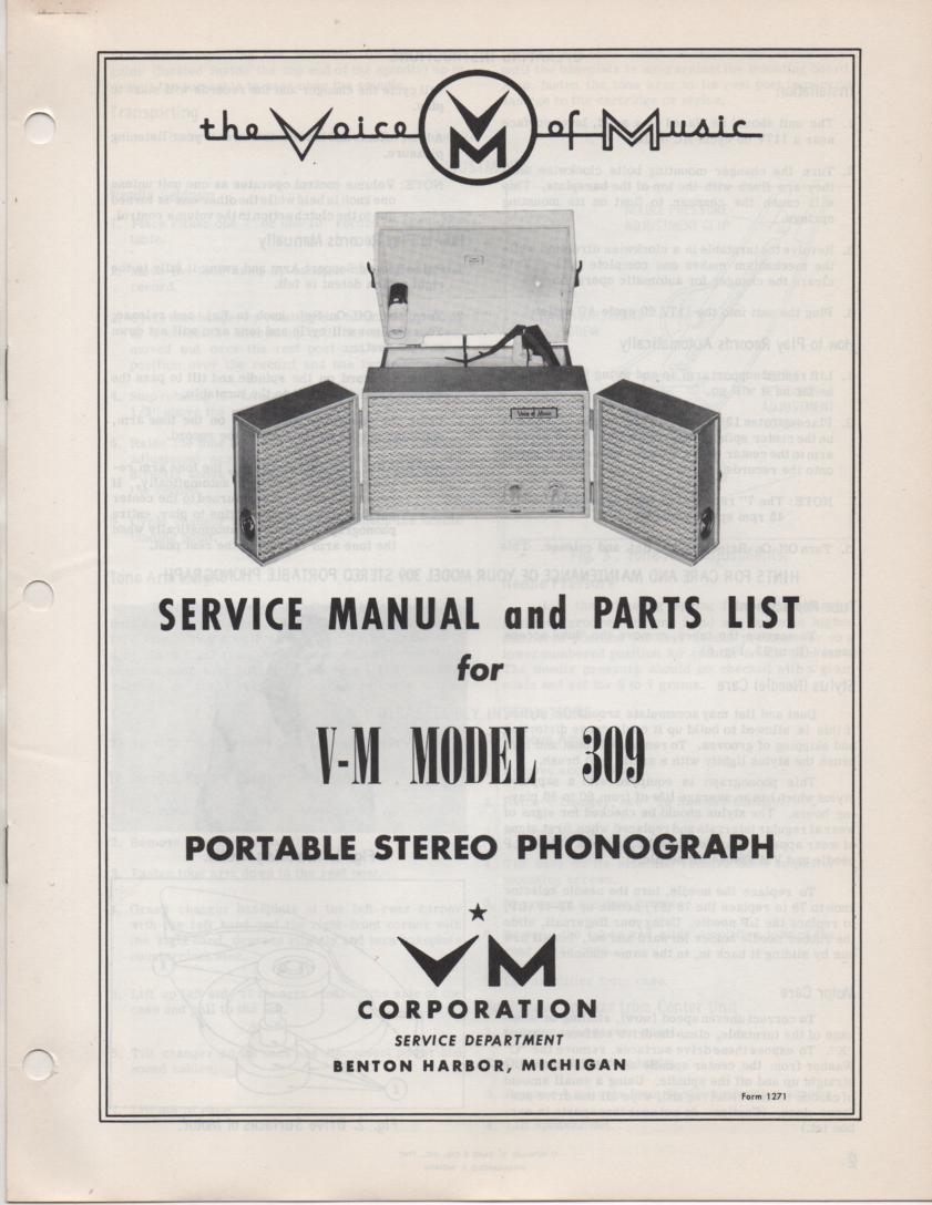 309 Portable Phonograph Service Manual