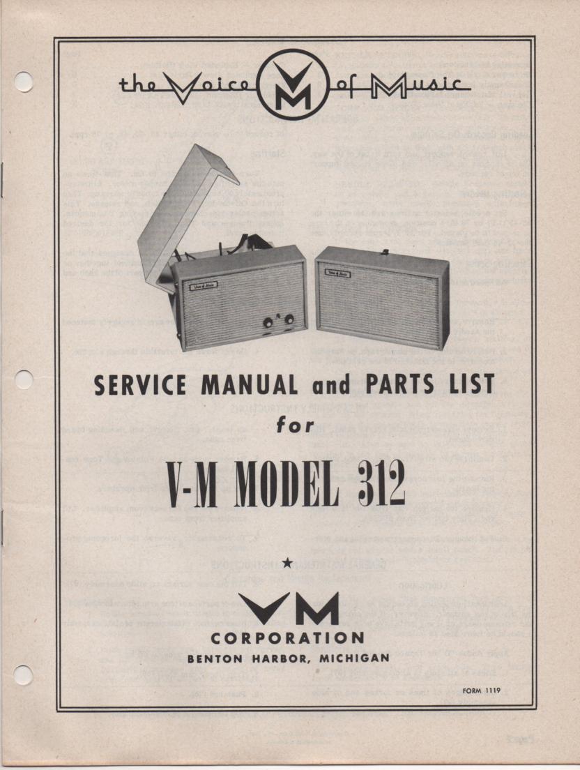 312 Portable Phonograph Service Manual