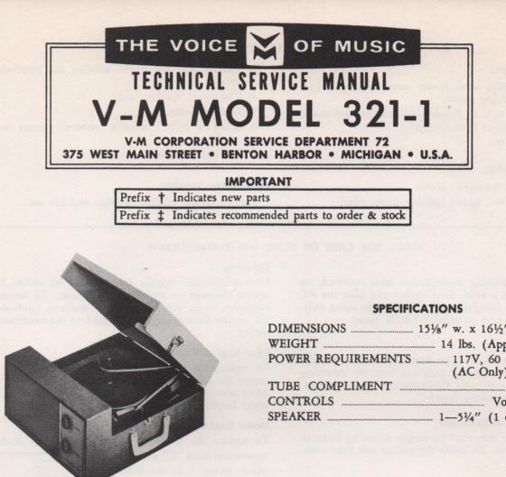 321-1 Phonograph Service Manual  VOICE OF MUSIC