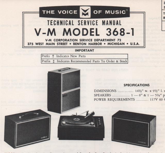 368-1 Phonograph Service Manual  VOICE OF MUSIC