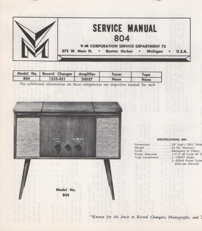 804 Console Service Manual.  Comes with 1223 and 20037 manuals