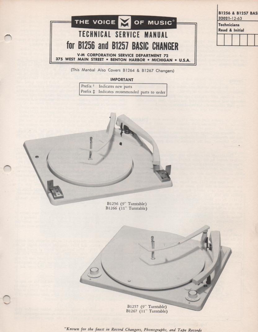 B1256 B1257 Record Changer Service Manual