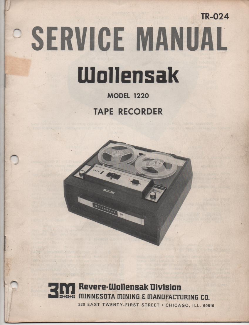 1220 Reel to Reel Service Manual  WOLLENSAK