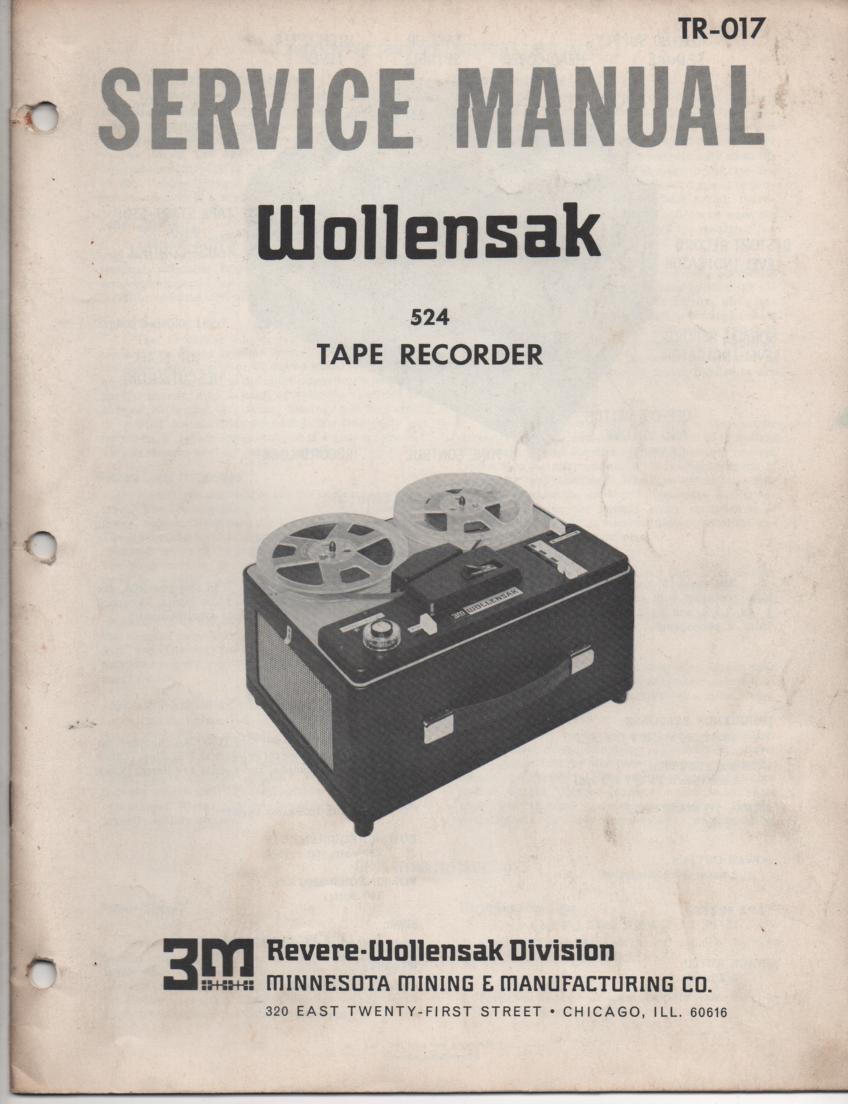 524 Reel to Reel Tape Recorder Service Manual