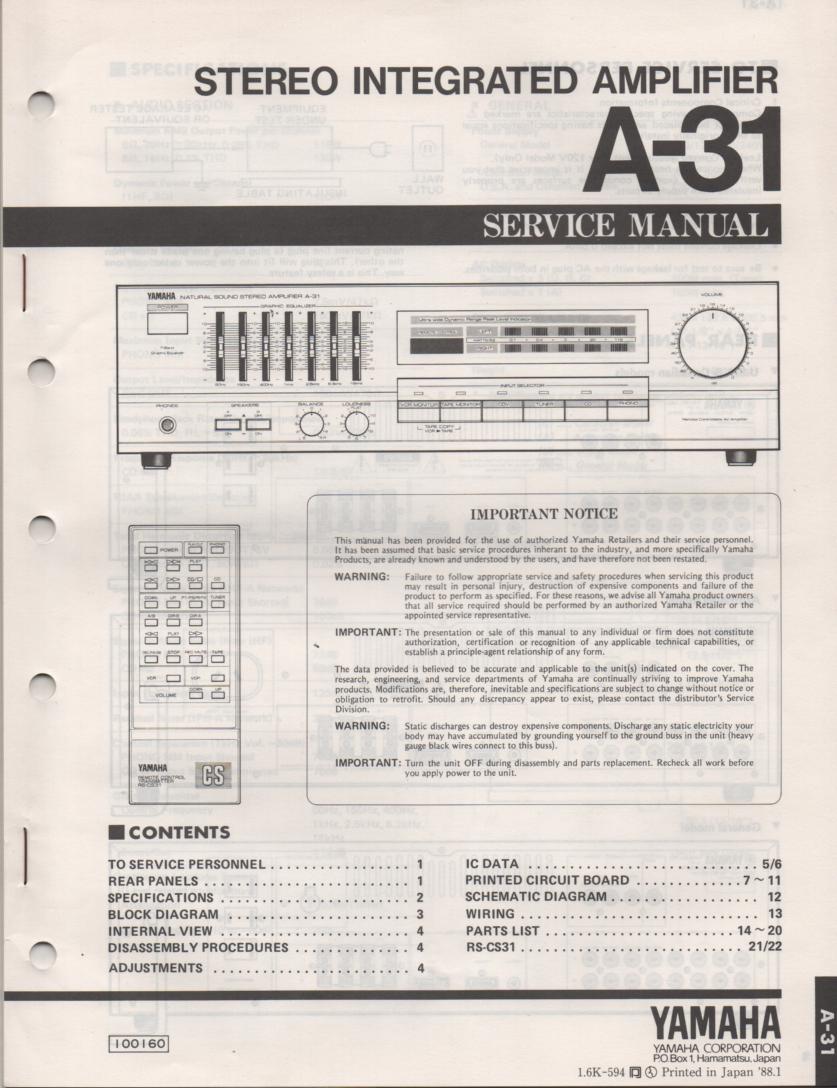 A-31 Amplifier Service Manual