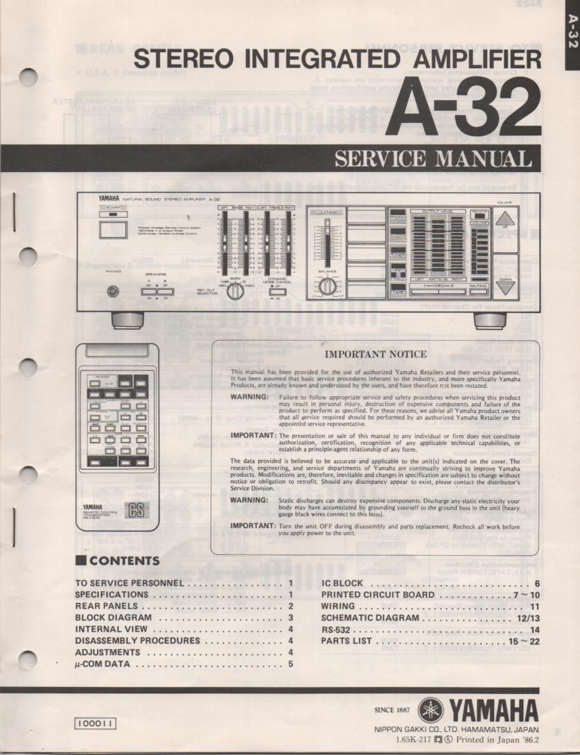 A-32 Amplifier Service Manual