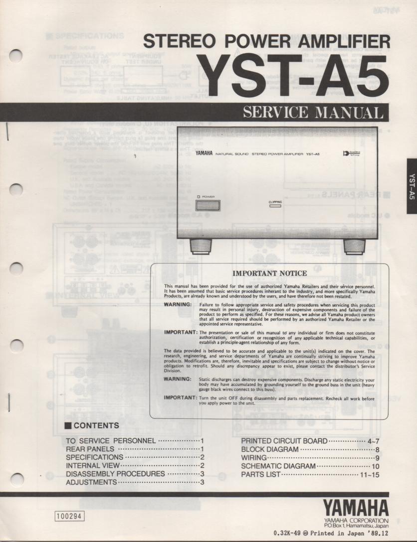 YST-A5 Amplifier Service Manual