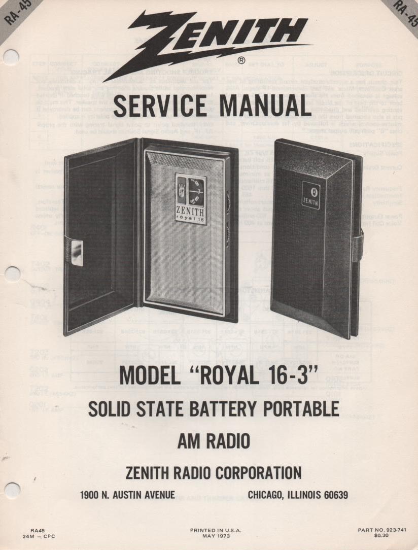 16-3 Royal 16-3 AM FM Radio Service Manual RA45