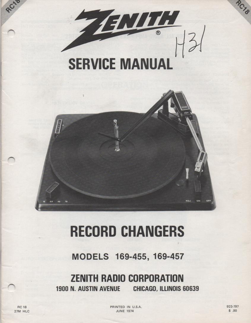 169-457 Turntable Service Manual. RC18