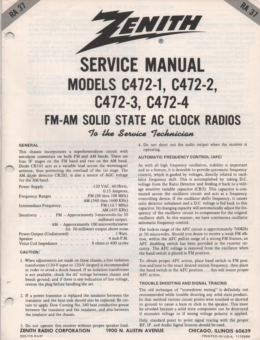 C472-1 C472-2 C472-3 C472-4 AM FM Radio Service Manual RA37