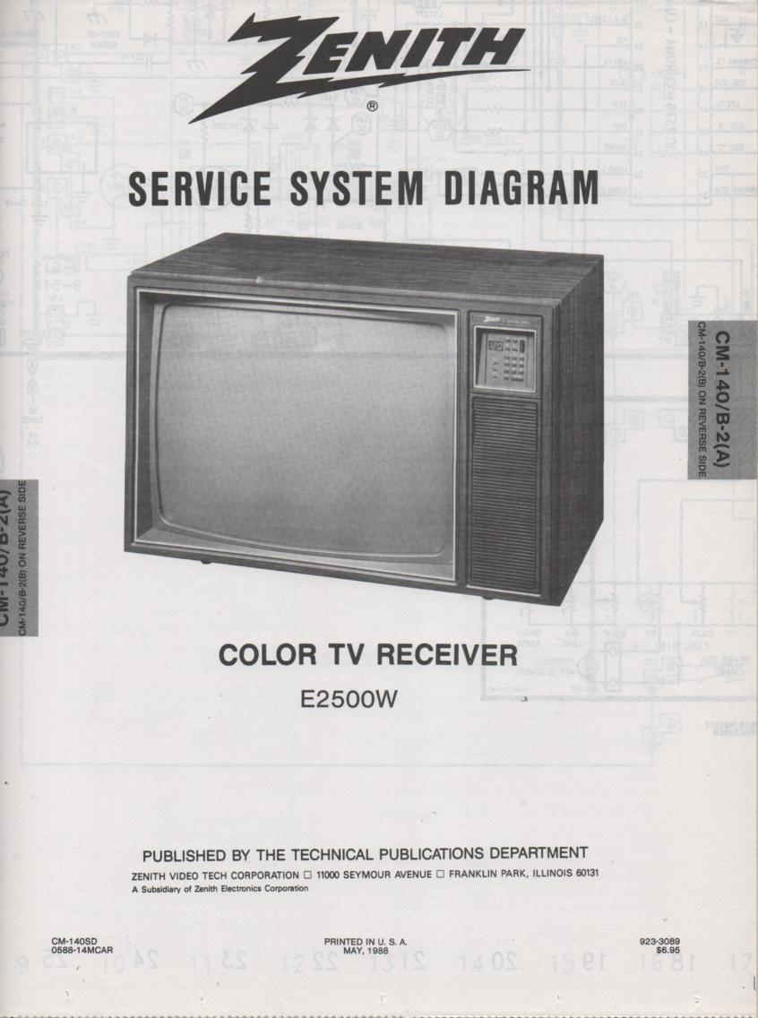 E2500W TV Service Diagram CM-140 B-2 A B Chassis Television Service Information With Schematics