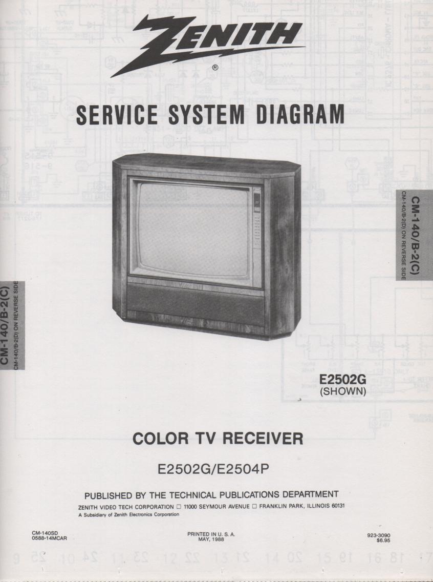 E2502G E2504P TV Service Diagram CM-140 B-2 C D Chassis Television Service Information With Schematics