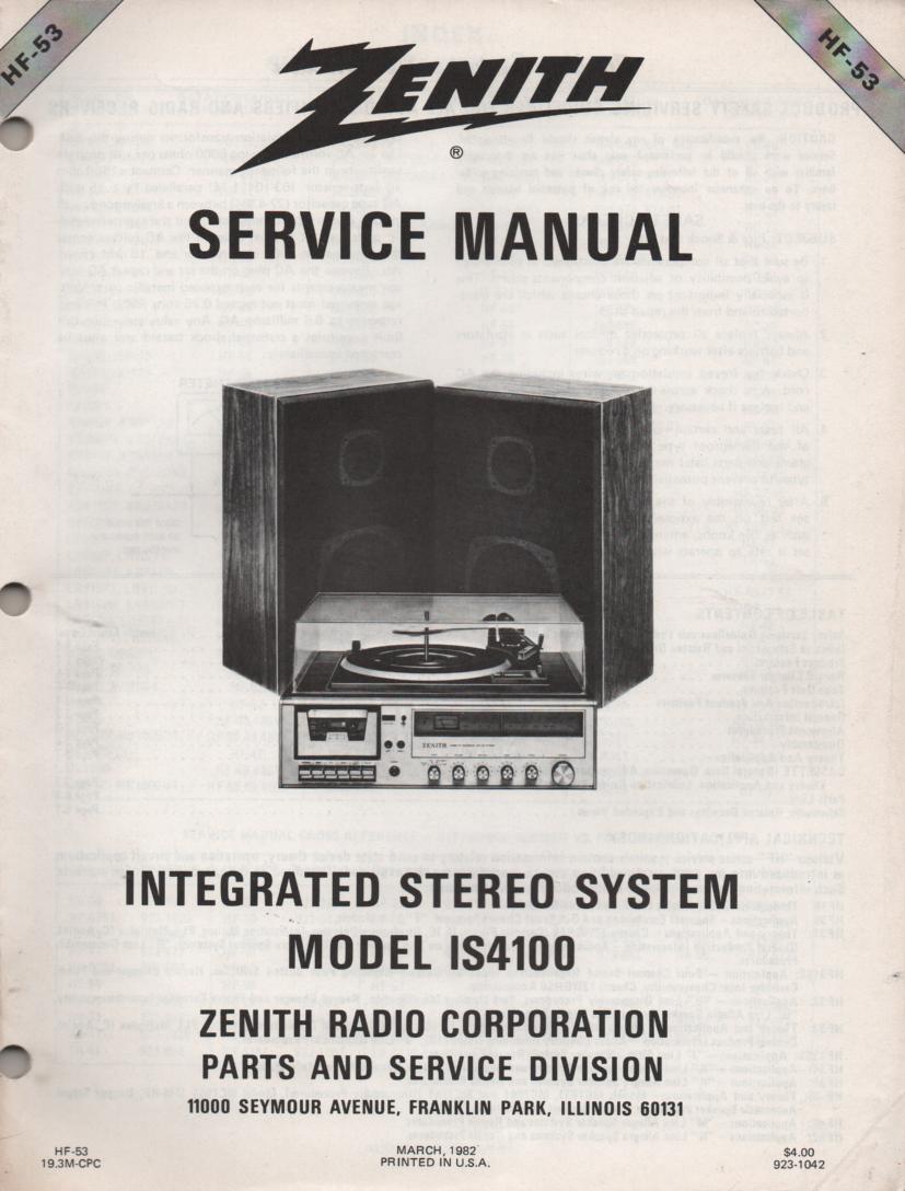 IS4100 Stereo System Service Manual HF53
