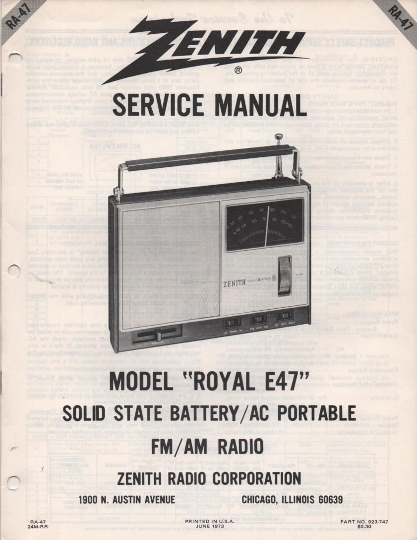 E47 Royal E47 Portable Radio Service Manual RA47