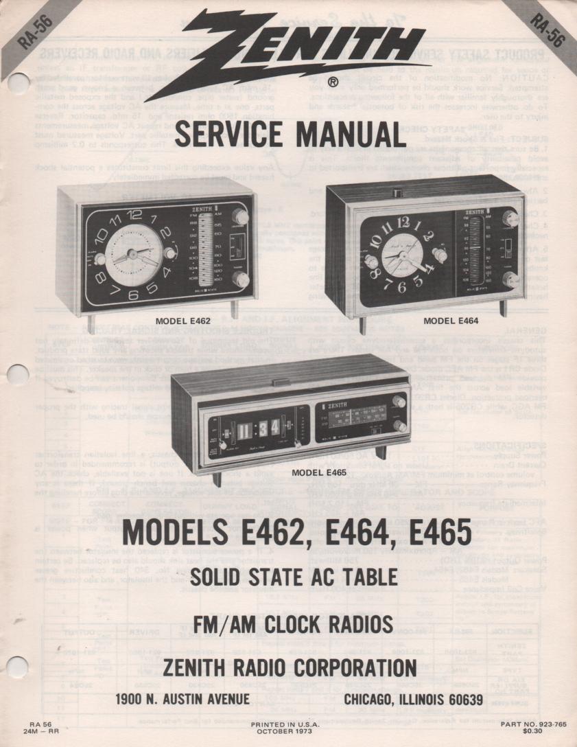E462 E464 E465 Table Radio Service Manual RA56