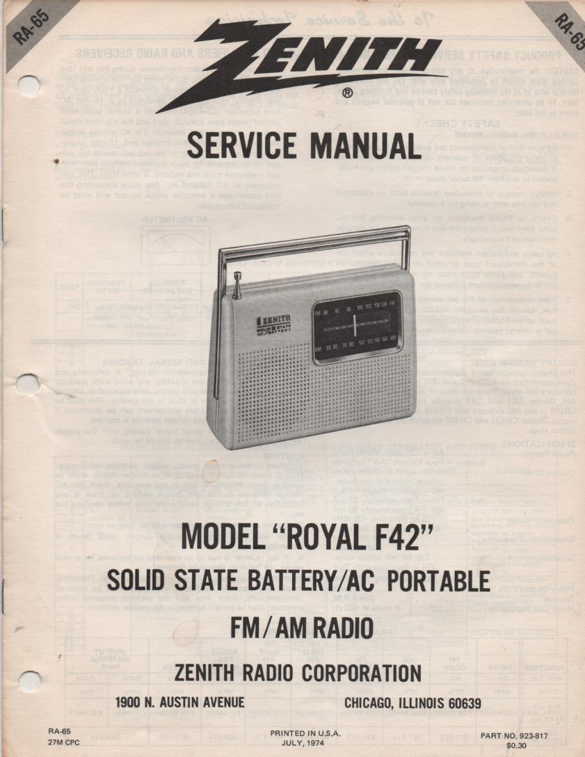 F42 Royal F42 Portable Radio Service Manual RA65