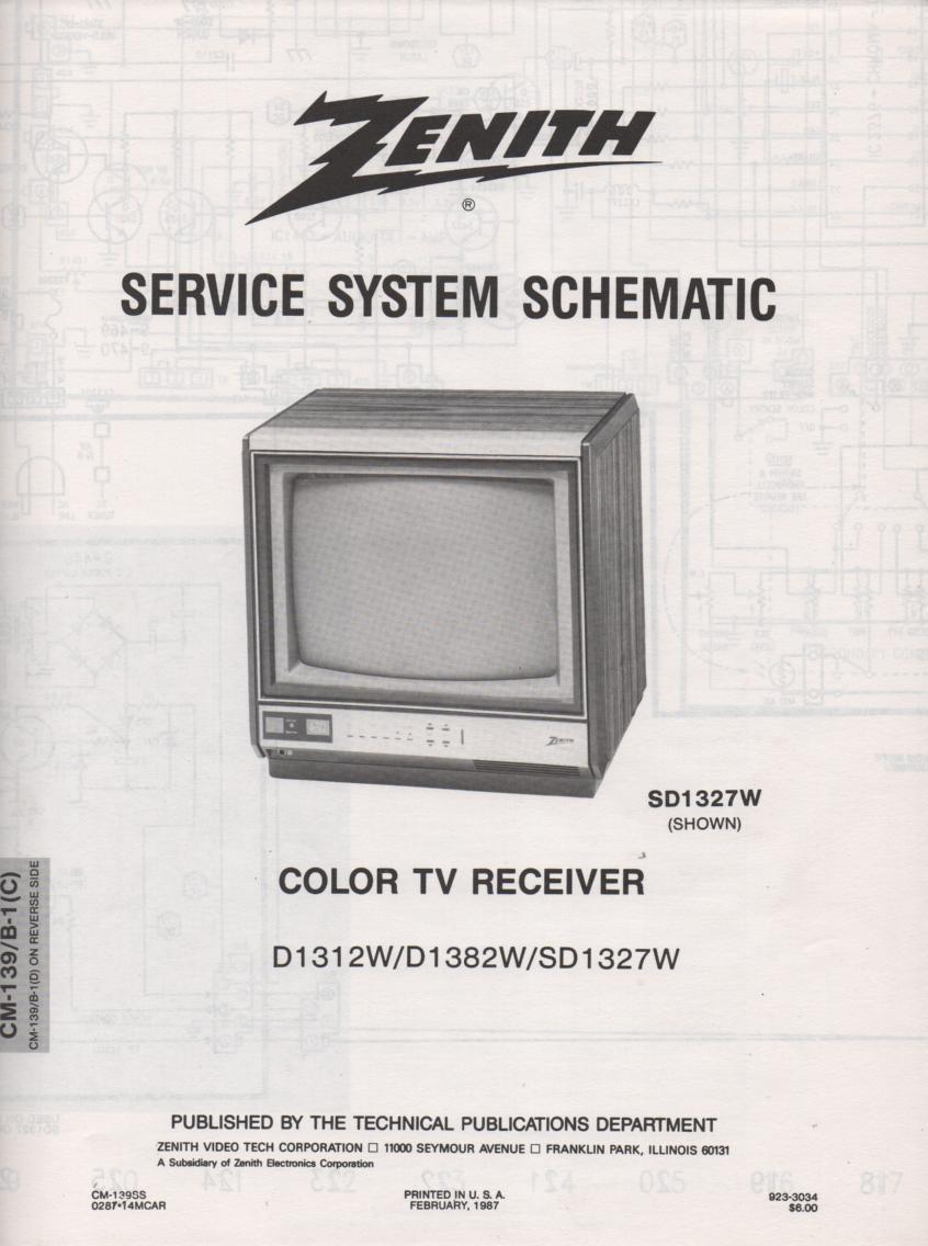 SD1327W  TV Schematic ..  D1327W Manual
