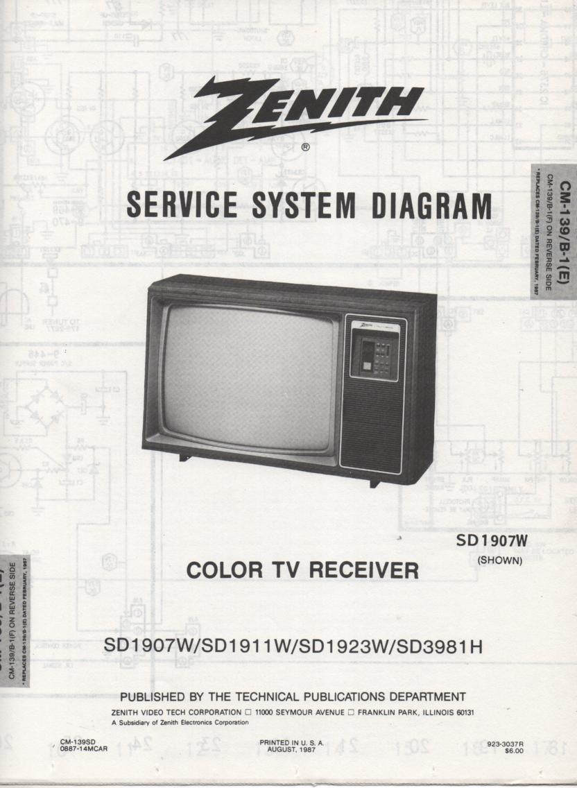 SD1911W  TV Schematic ..  SD1907W Manual
