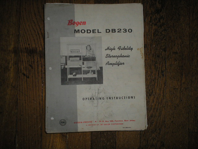 DB230 High Fidelity Amplifier Service and Instruction Manual with Schematic 