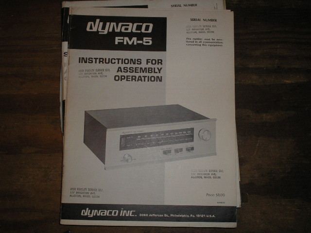 FM-5 Tuner Assembly Manual..This manual contains a schematic,parts list, and the assembly instructions..