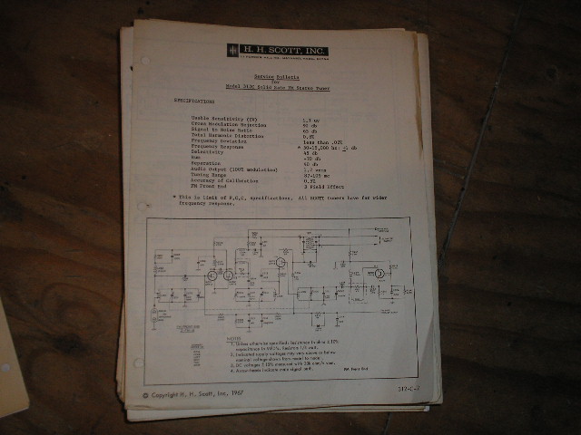 312-C Tuner Service Manual.. Schematic Dated October 14th 1966