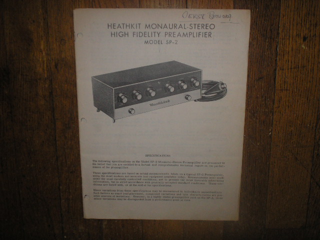 SP-2  PRE-AMPLIFIER  Assembly Manual with Schematic