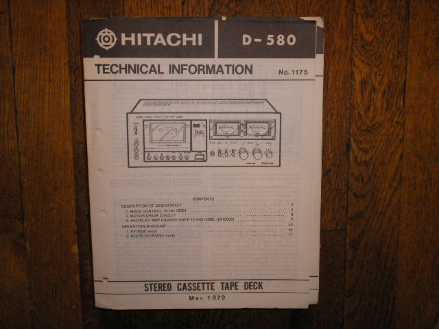 D-580 Stereo Cassette Tape Deck Service Manual