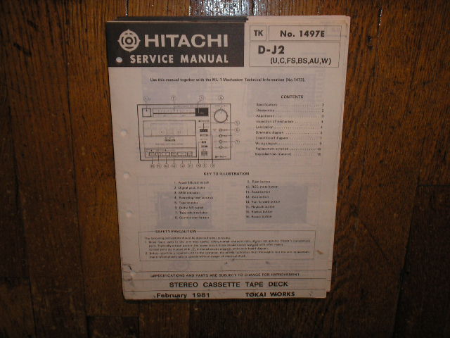 D-J2 U C W FS BS AU Stereo Cassette Tape Deck Service Manual

