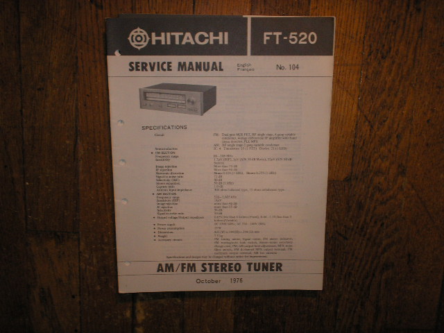 FT-520 AM FM Tuner Service Manual