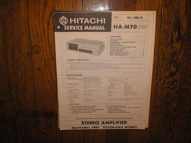 HA-M70 Stereo Amplifier Service Manual