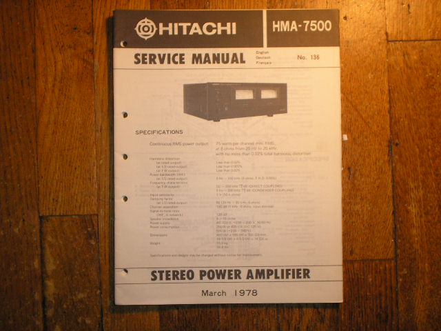 HMA-7500 Stereo Power Amplifier Service Manual