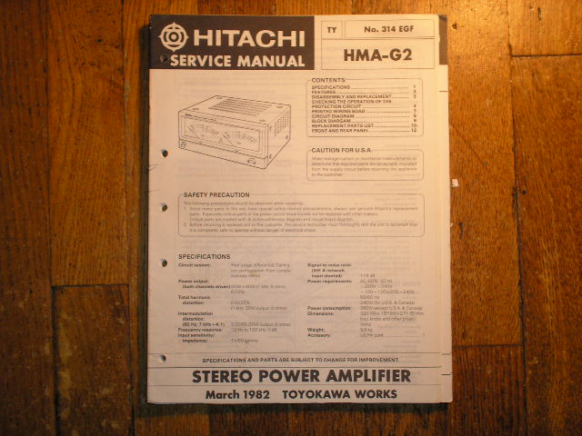 HMA-G2 Stereo Power Amplifier Service Manual