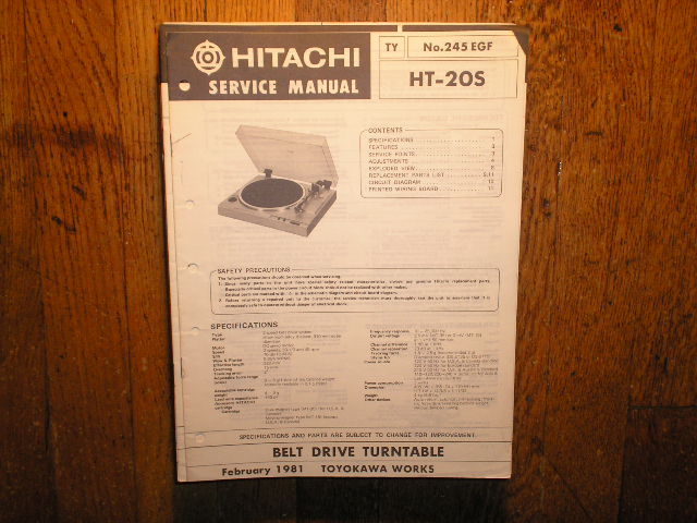HT-20S Belt Drive Turntable Service Manual