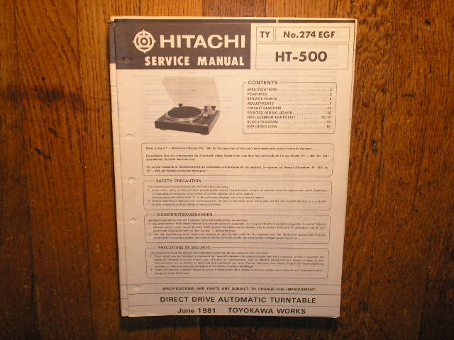 Hitachi HT-500 Turntable Service Manual..  