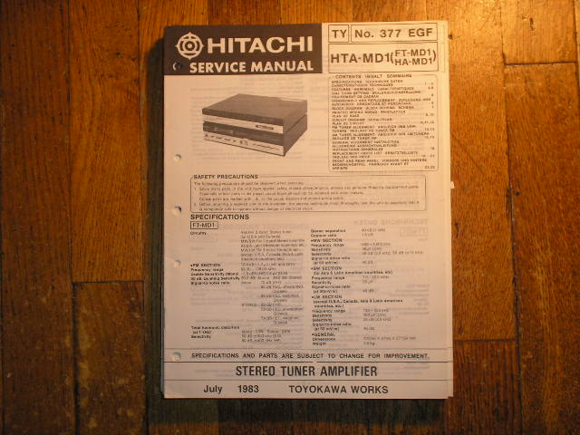 Hitachi HTA-MD1... FD-MD1 HA-MD1  TUNER AMPLIFIER  Service Manual..  