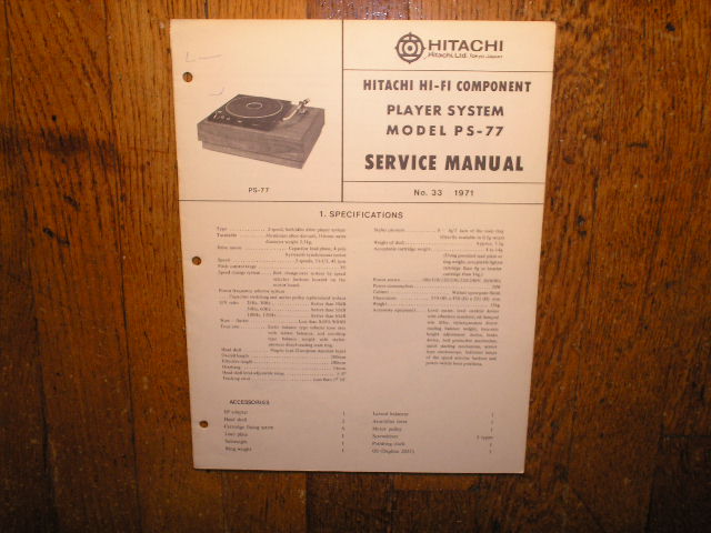 PS-77 Belt Drive Turntable Service Manual