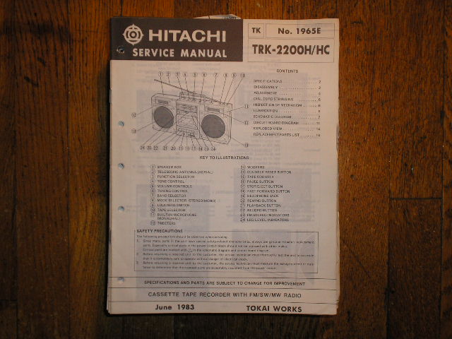 TRK-2200H TRK-2200HC   CASSETTE RADIO Service Manual