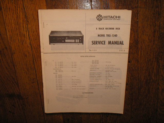 TRQ-134D 8-Track Tape Recorder Service Manual