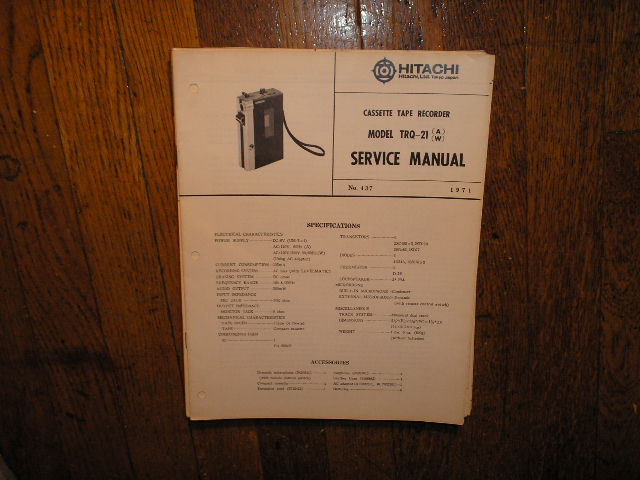 TRQ-21 Cassette Tape Recorder Service Manual