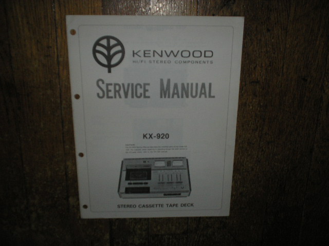 KX-920 Cassette Deck Service Manual.  KX-720 Manual also needed for repairing this unit..  KX-920 is a modified KX-720..