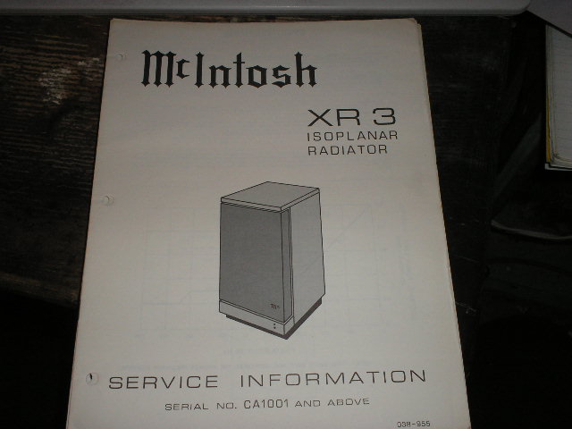 XR3 Loudspeaker Service Manual for Serial Number CA1001 and above..