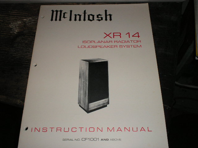 XR14  Loudspeaker Service Manual for Serial Number CF1001 and above..