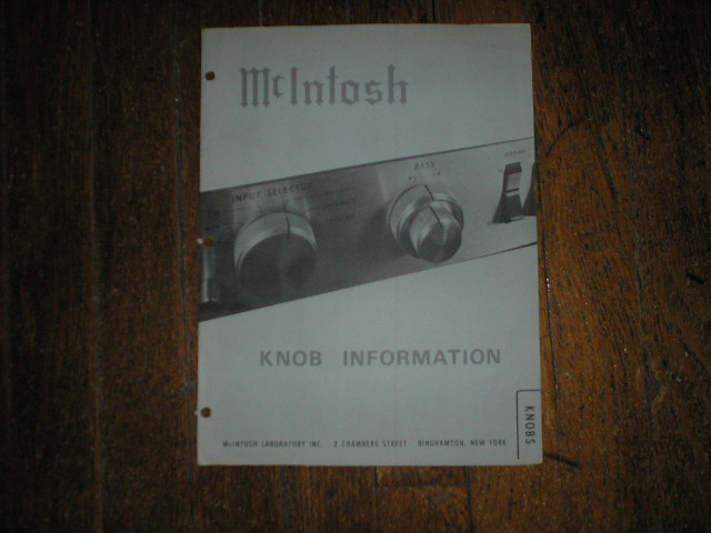 McIntosh Knob Manual has photos of the knobs and what model they fit.

Parts Manual